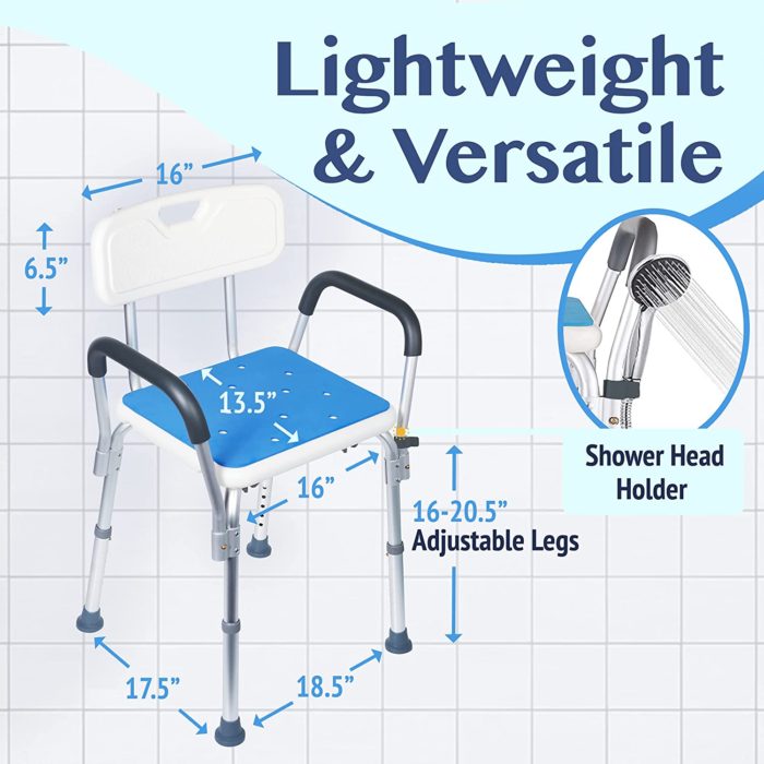 ABWYB Adjustable Shower Chair Collapsible Lightweight Height Bathroom Stools Applicable To The Elderly Pregnant Women The Disabled 0103 